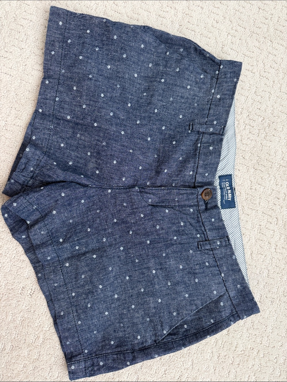 Old Navy Navy Blue Dot Linen-Blend Shorts